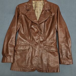 Vintage Buckboard Brown Leather Women's Jacket Size Small